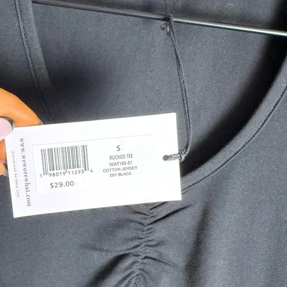 Brand New WeWoreWhat Cropped Baby V-Neck Short Sleeve T-Shirt in Black NWT - Picture 6 of 10